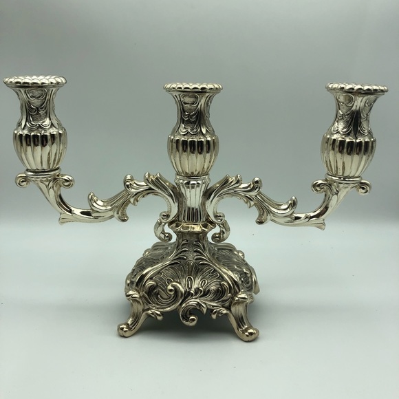 F.B. Rogers silver plated 3 light breakdown candelabra, original box